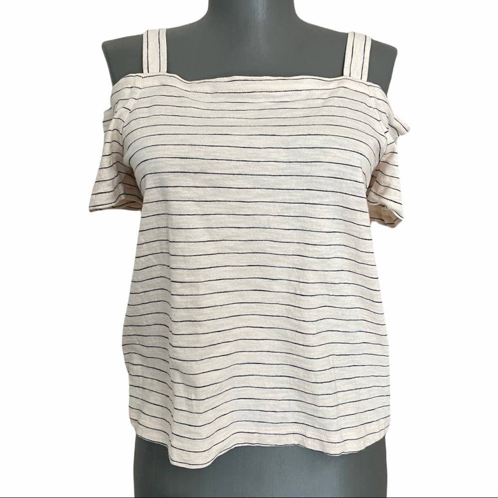 Madewell Cold Shoulder Tee in Bellamy Stripe Sz Small